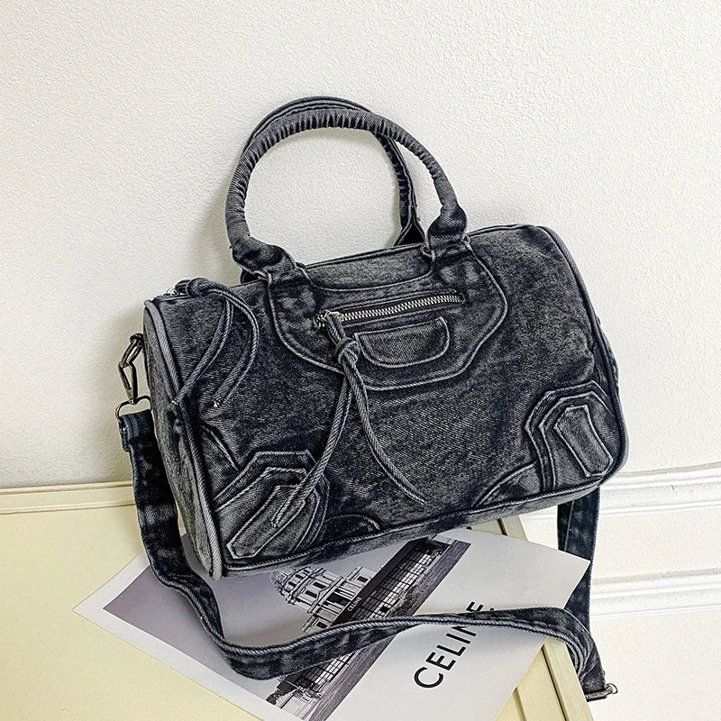 Women’s Denim Shoulder Bag – Large Capacity Crossbody Tote