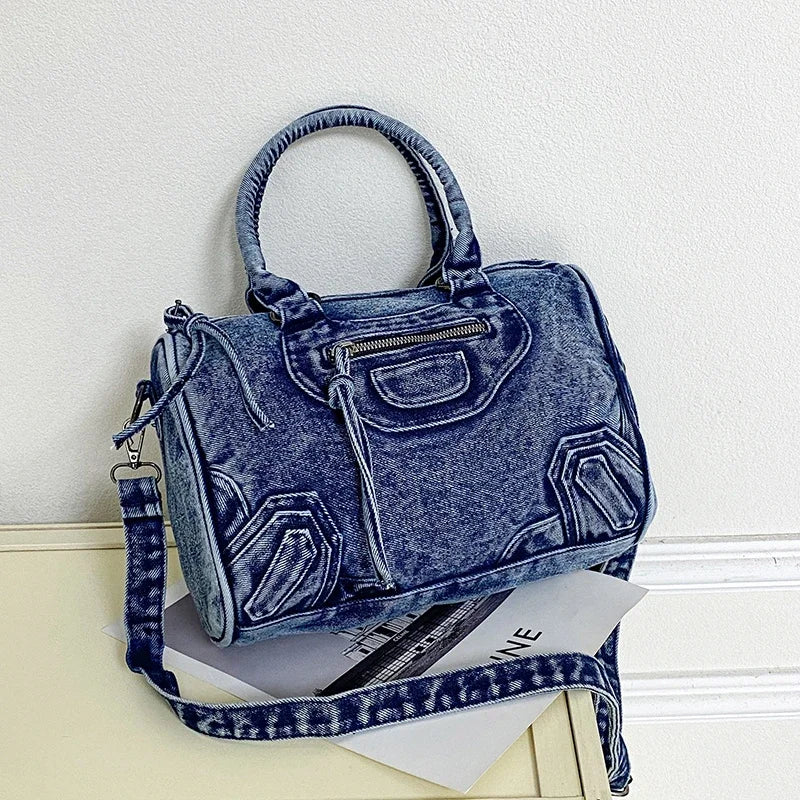 Women’s Denim Shoulder Bag – Large Capacity Crossbody Tote