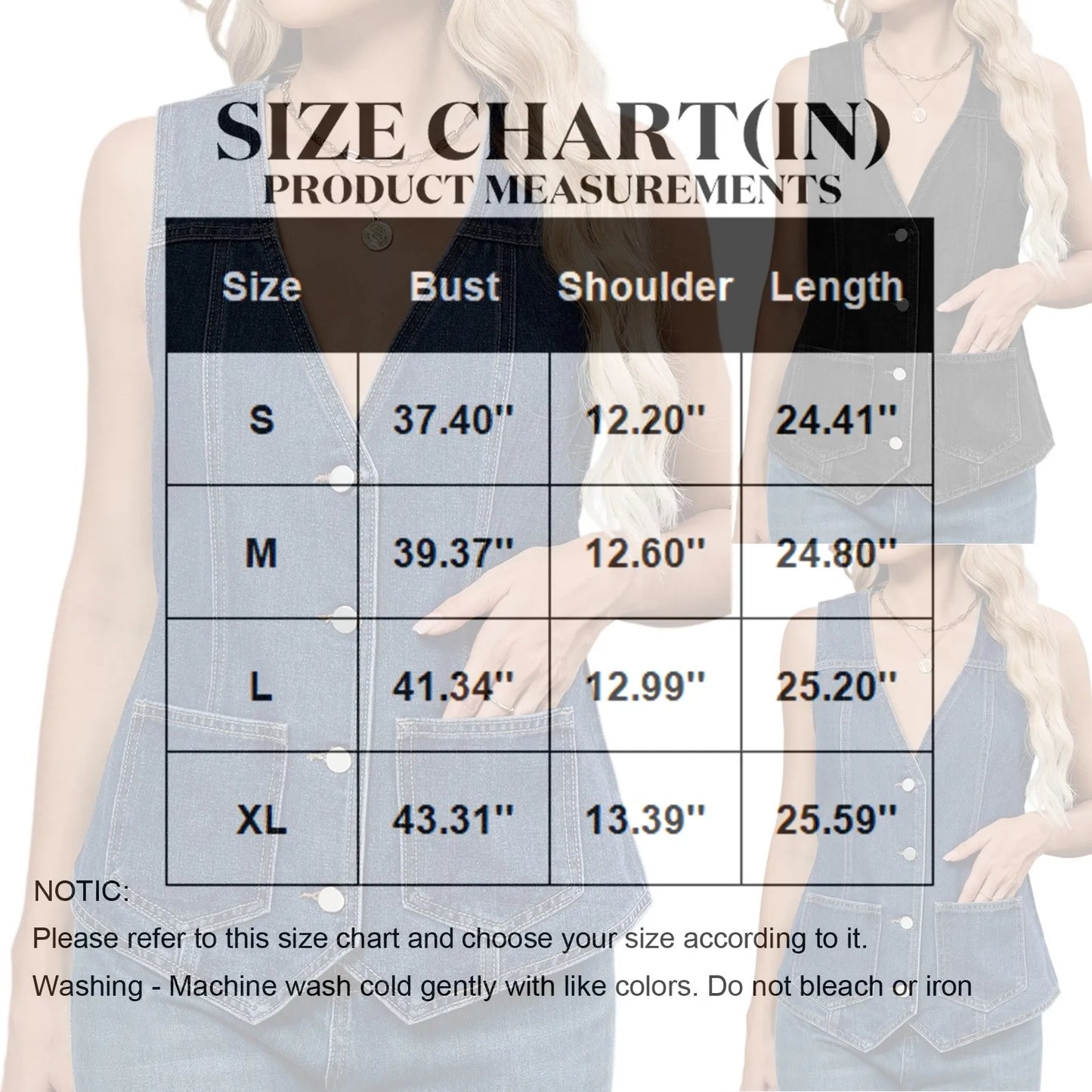 Womenโs Denim Vest โ Slim-Fit Cropped Sleeveless Top