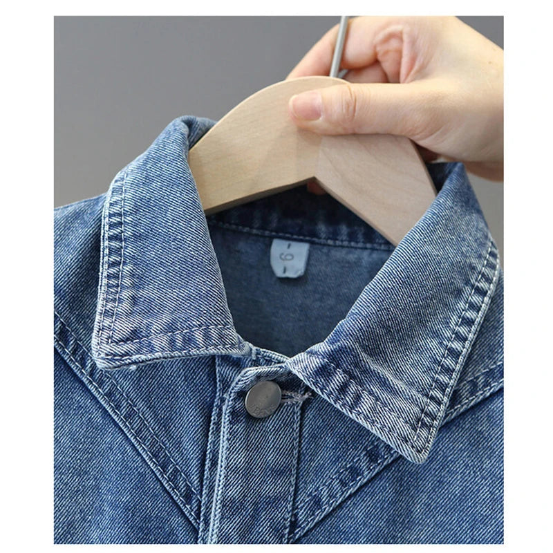 Teen Girls Pearl Denim Jacket – Bow Knot Fashion Coat for Spring & Autumn