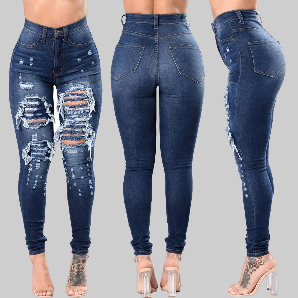 Women’s High Waist Ripped Skinny Jeans – 2025 Designer Denim