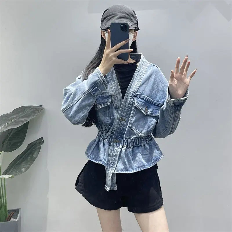 Womenโs Slim Denim Jacket โ Blue Jean Coat