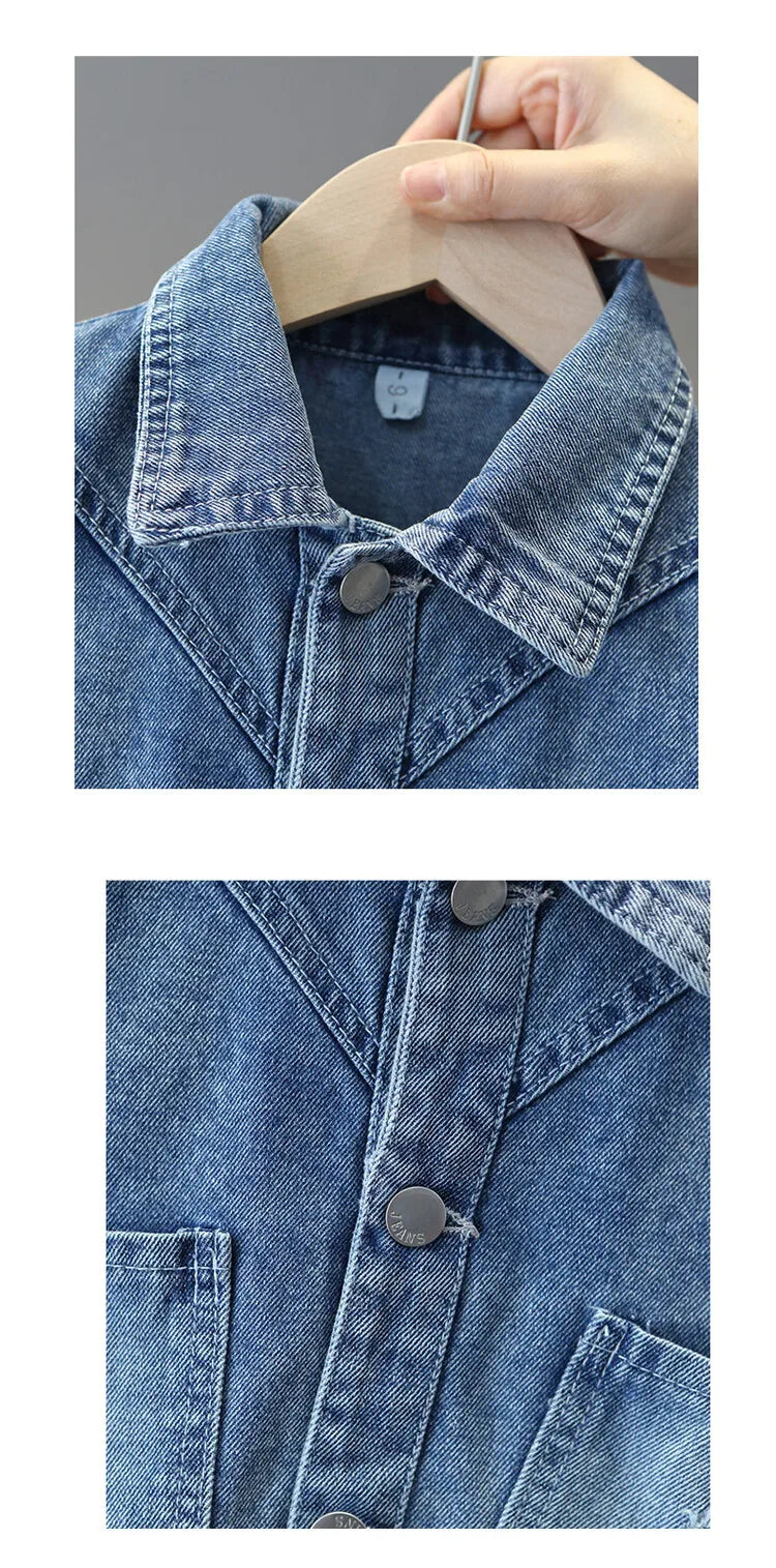 Teen Girls Pearl Denim Jacket – Bow Knot Fashion Coat for Spring & Autumn