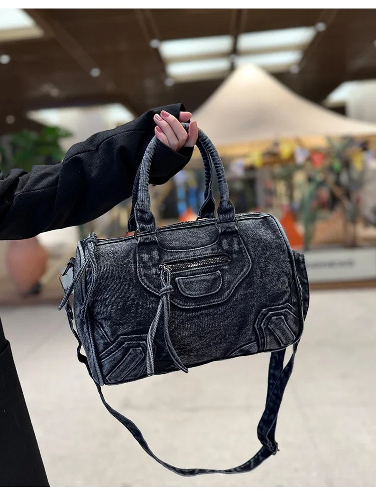 Women’s Denim Shoulder Bag – Large Capacity Crossbody Tote