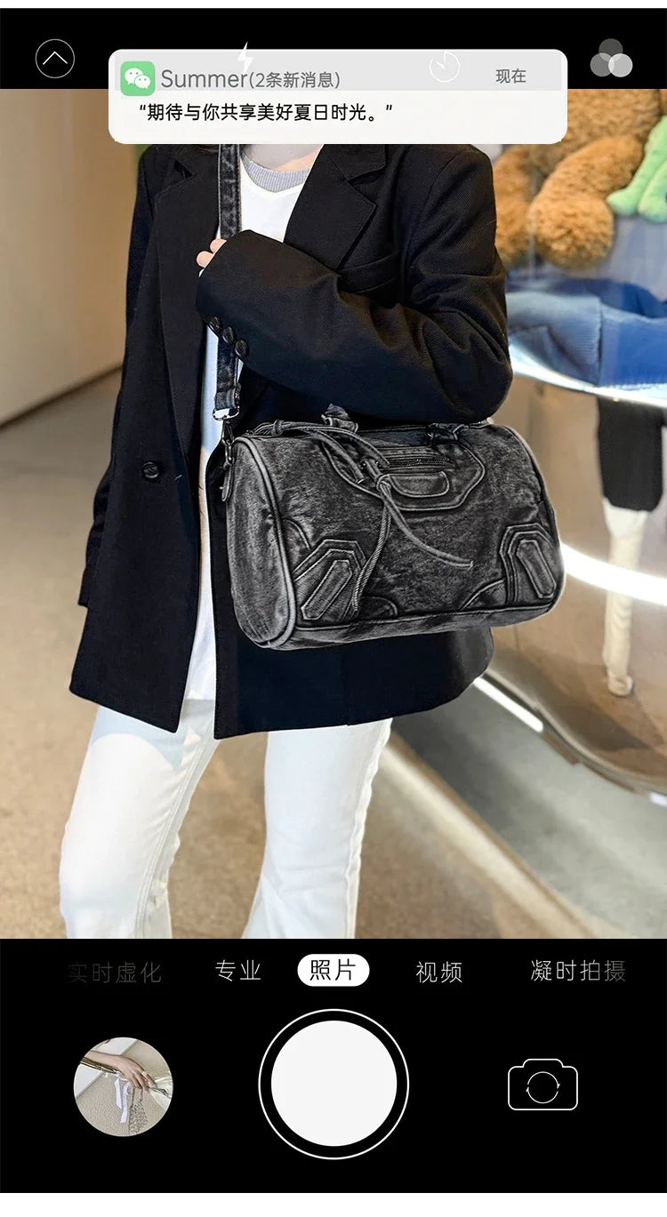 Women’s Denim Shoulder Bag – Large Capacity Crossbody Tote