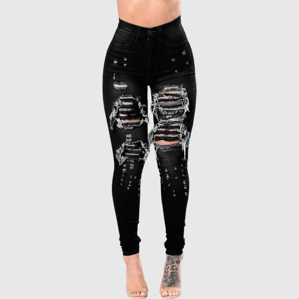 Women’s High Waist Ripped Skinny Jeans – 2025 Designer Denim