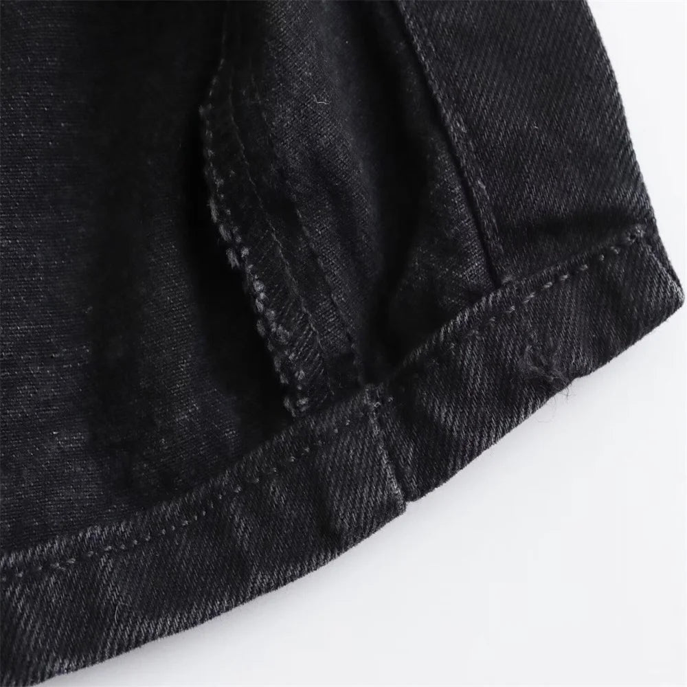 Women’s Button-Front Denim Midi Skirt with Side Slit