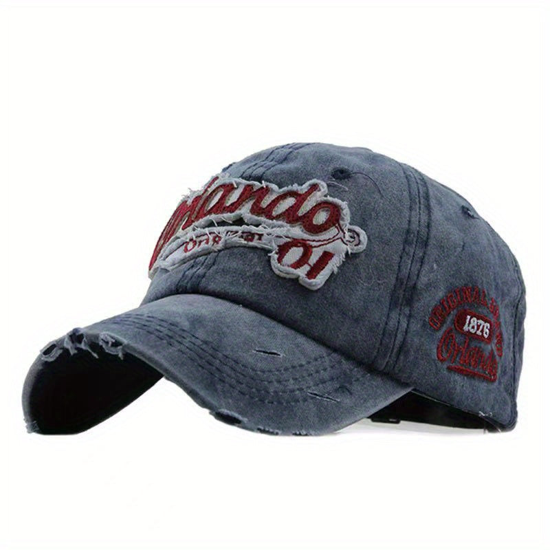 Men’s Distressed Denim Baseball Cap – Adjustable Sun Hat