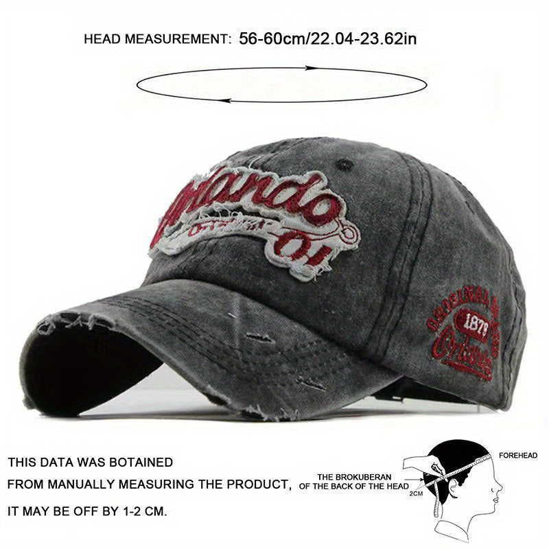 Men’s Distressed Denim Baseball Cap – Adjustable Sun Hat
