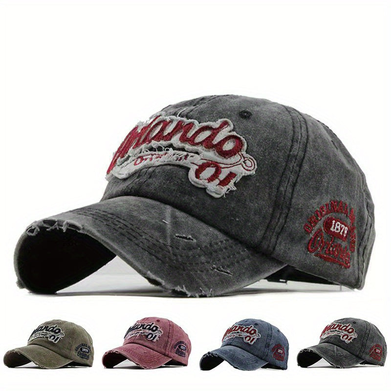Men’s Distressed Denim Baseball Cap – Adjustable Sun Hat