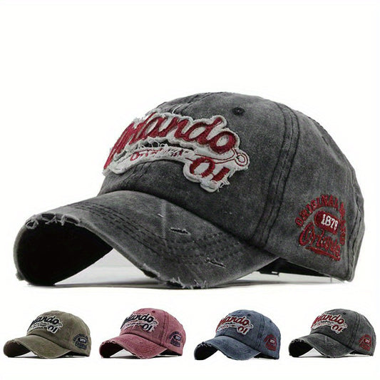 Men’s Distressed Denim Baseball Cap – Adjustable Sun Hat