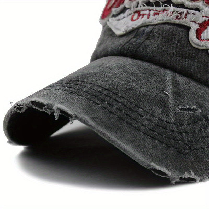 Men’s Distressed Denim Baseball Cap – Adjustable Sun Hat