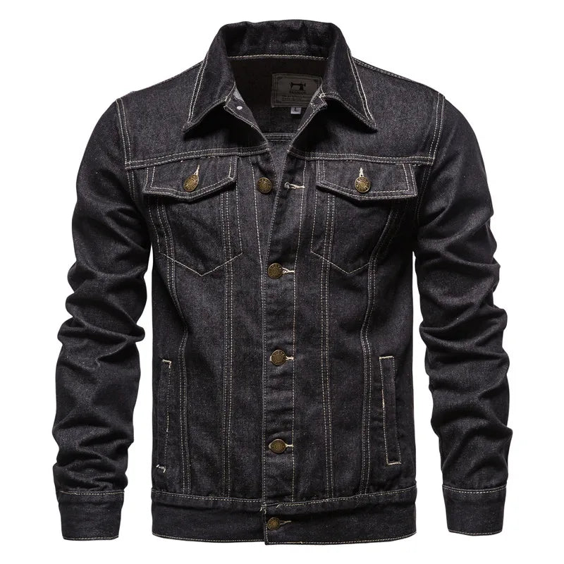 Denim Jacket Men Fashion Motorcycle Jeans Jacket
