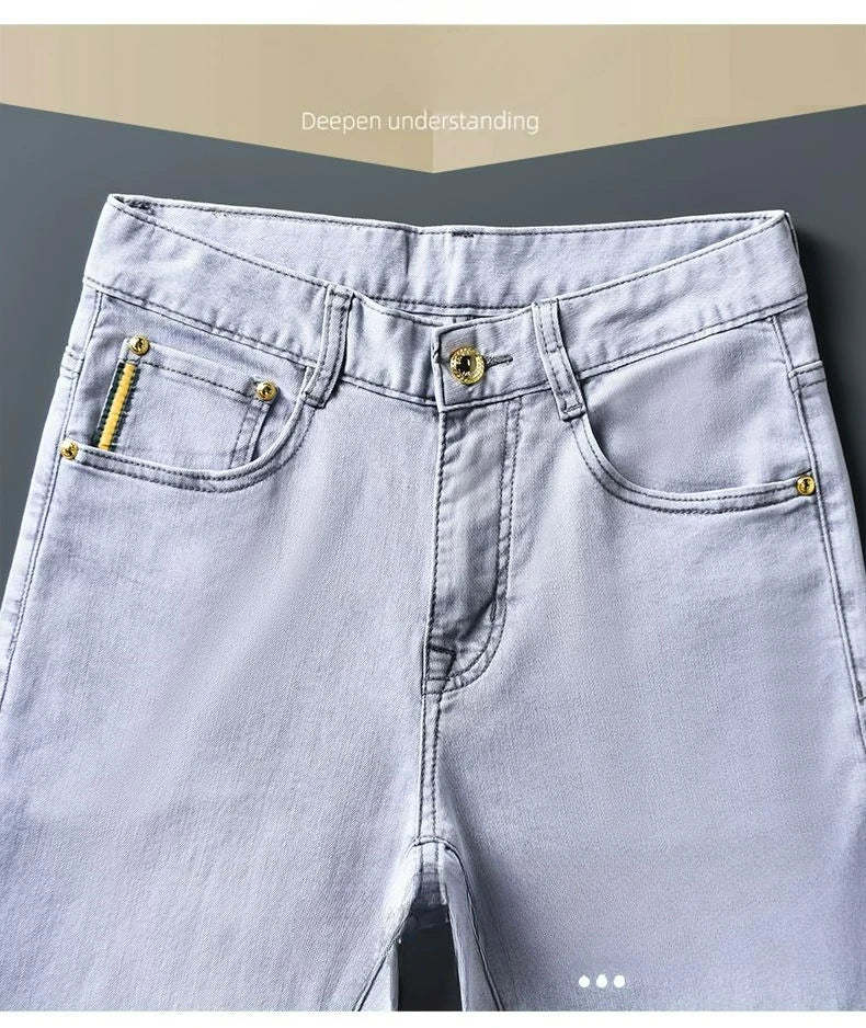 Men’s Summer Straight Denim Jeans – High-Quality Stretch Trousers