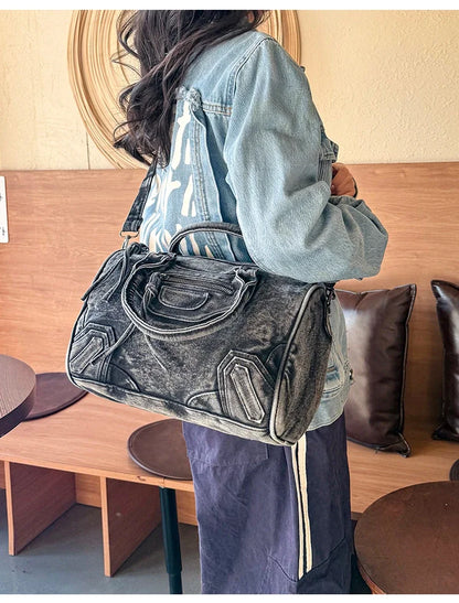 Women’s Denim Shoulder Bag – Large Capacity Crossbody Tote