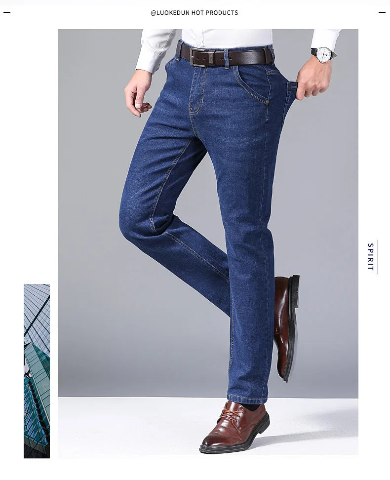 Men’s Slim Fit Stretch Denim Pants – Soft Casual & Business Trousers