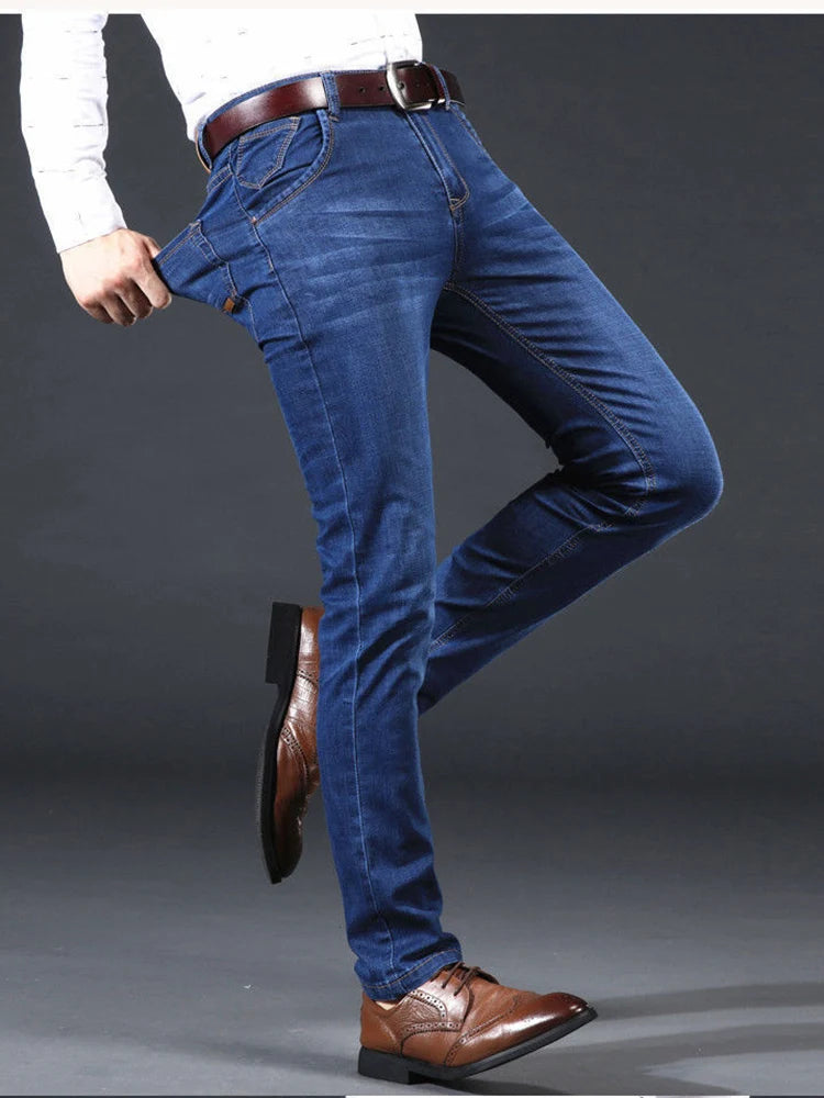 Men’s Slim Fit Stretch Denim Pants – Soft Casual & Business Trousers