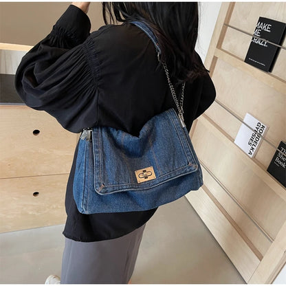Denim Chain Crossbody Bag – Trendy All-Match Shoulder Tote for Women