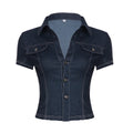 Retro Lapel Denim Top
