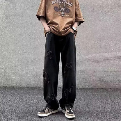 Men’s Loose Straight Leg Denim Jeans – Casual Y2K Streetwear