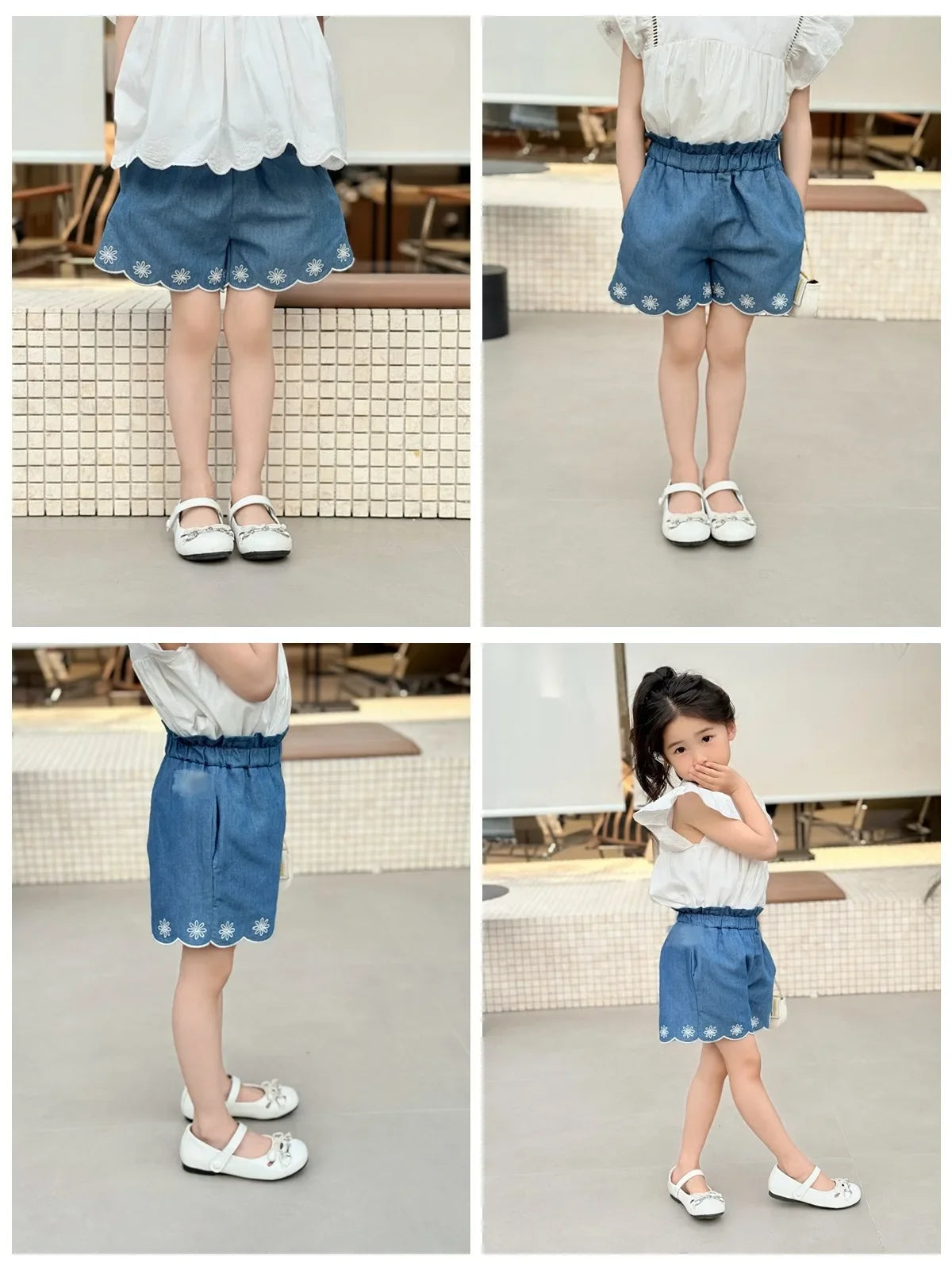 Kids French Style Floral Denim Dress – Summer Cotton Outfit