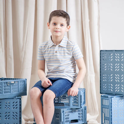 Kids Striped Denim-Style Tee – Casual Cotton Top (1–3Y)