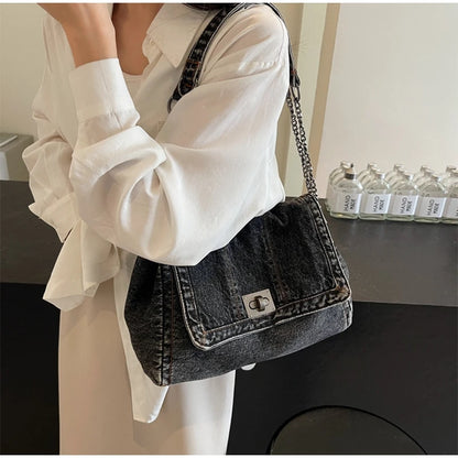 Denim Chain Crossbody Bag – Trendy All-Match Shoulder Tote for Women