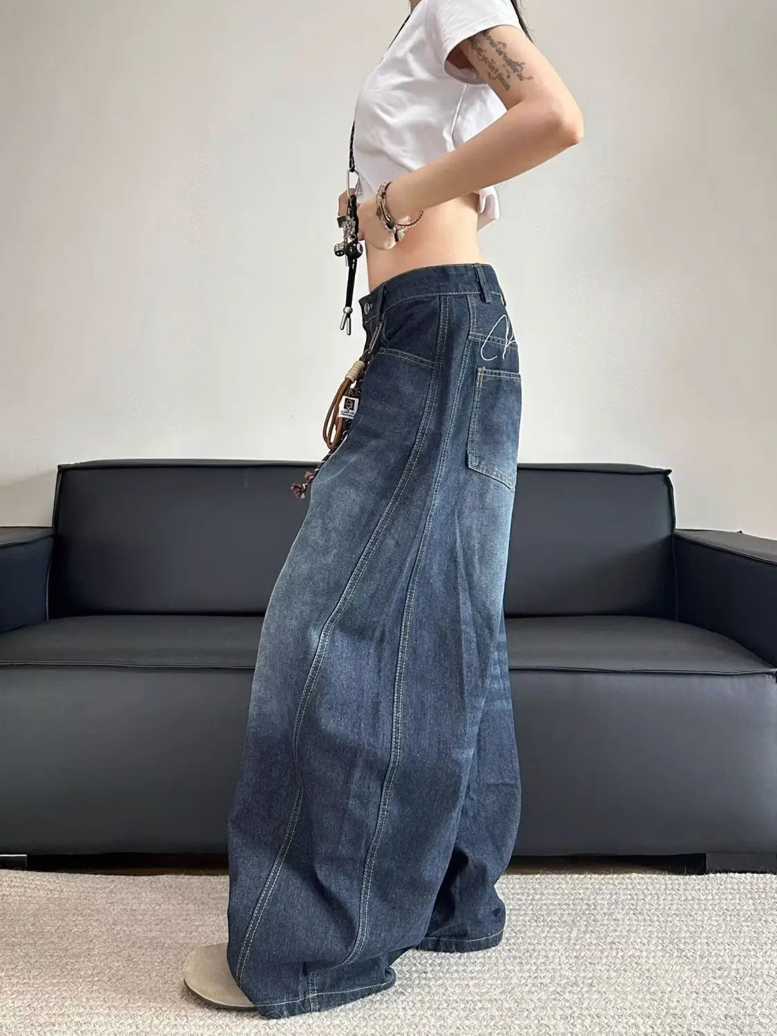 Women’s Embroidered Patchwork Straight Jeans
