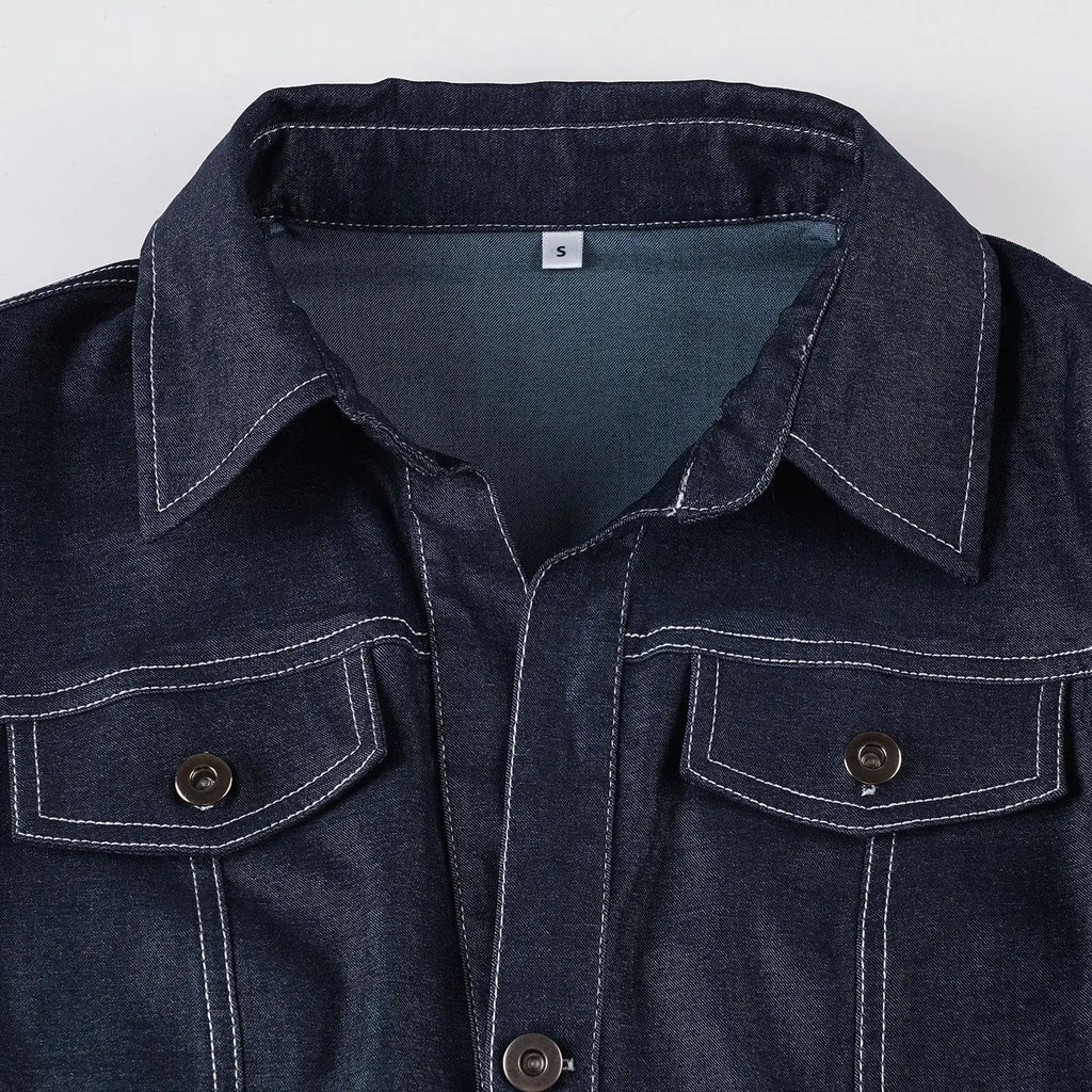 Retro Lapel Denim Top