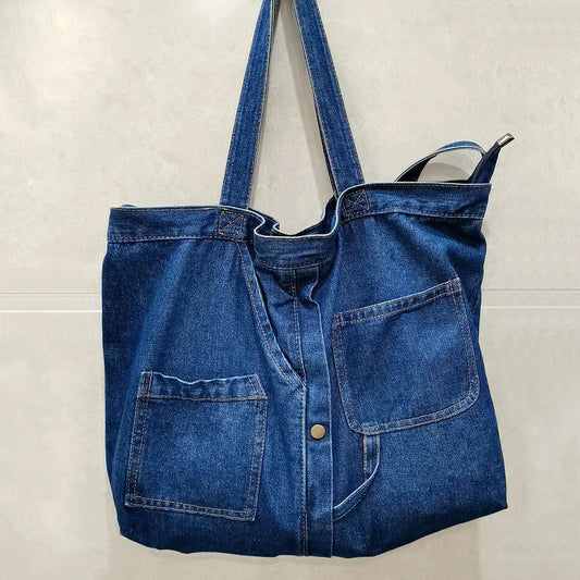 Women’s Denim Shoulder Bag – Casual Tote & Crossbody