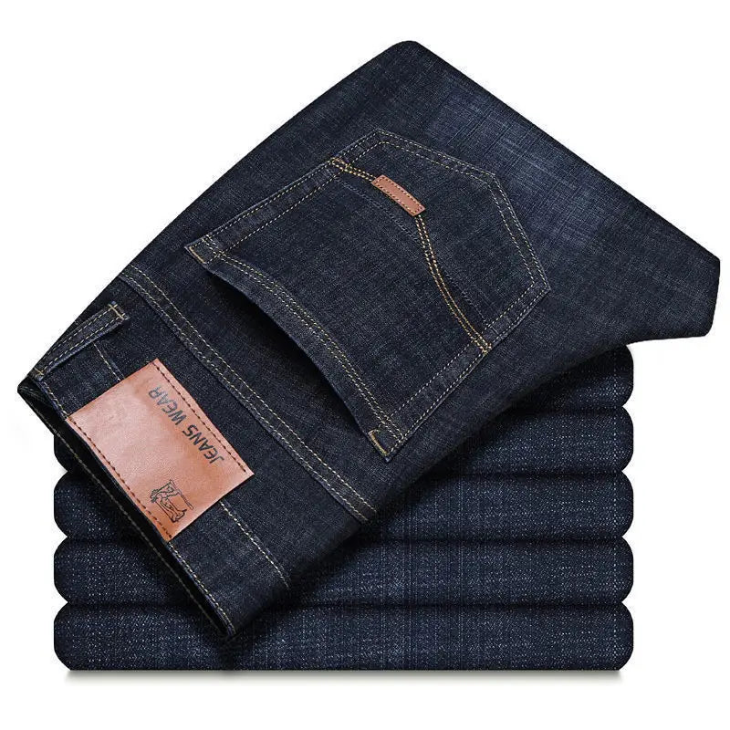 2025 Men’s Business Denim Jeans – Slim Straight Casual Trousers