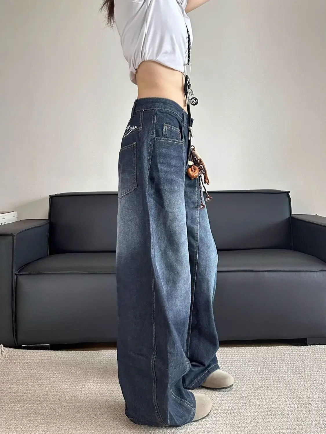 Women’s Embroidered Patchwork Straight Jeans