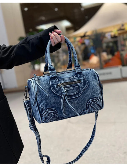 Women’s Denim Shoulder Bag – Large Capacity Crossbody Tote
