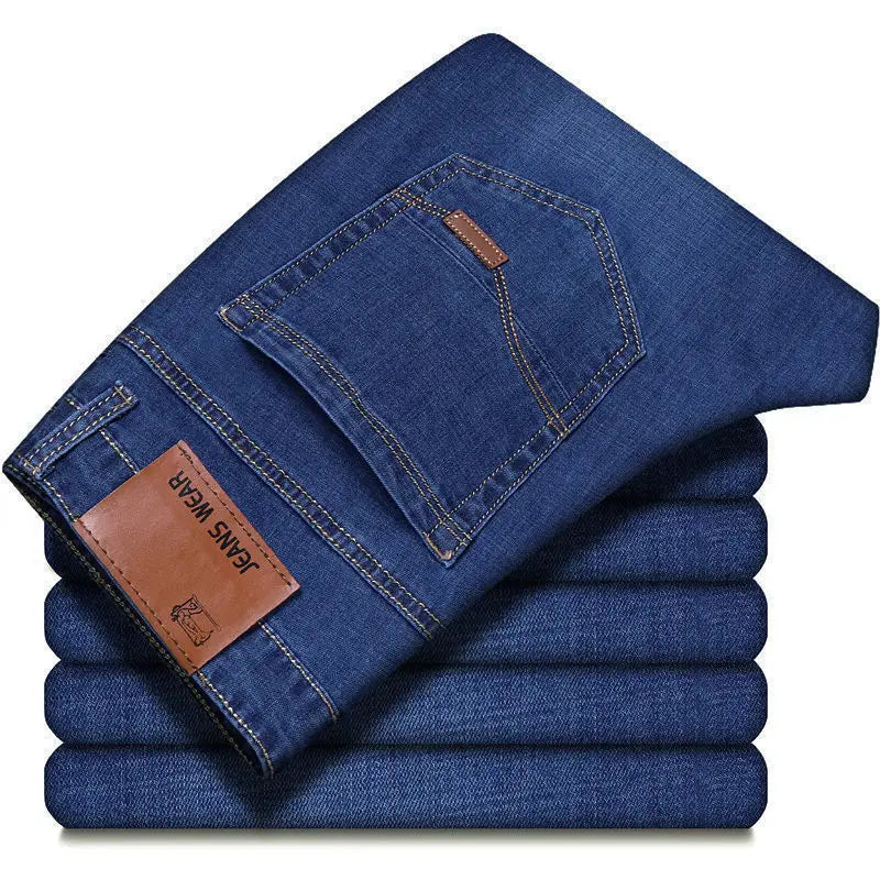 2025 Men’s Business Denim Jeans – Slim Straight Casual Trousers