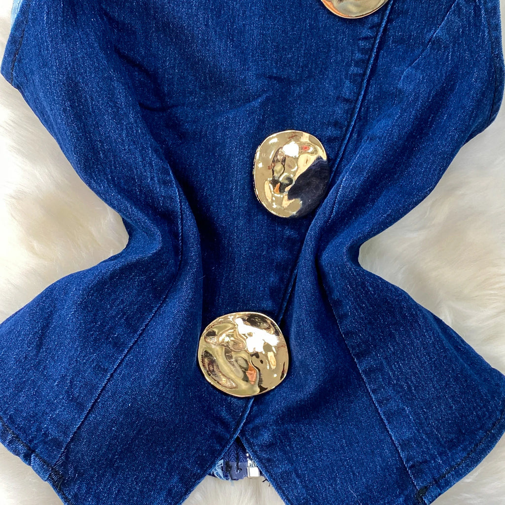 Denim Vest & Wide Leg Pants Set