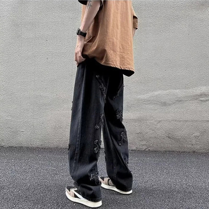 Men’s Loose Straight Leg Denim Jeans – Casual Y2K Streetwear