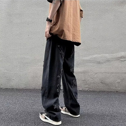Men’s Loose Straight Leg Denim Jeans – Casual Y2K Streetwear