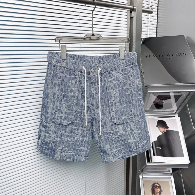 Jacquard Denim Shirt & Shorts Set