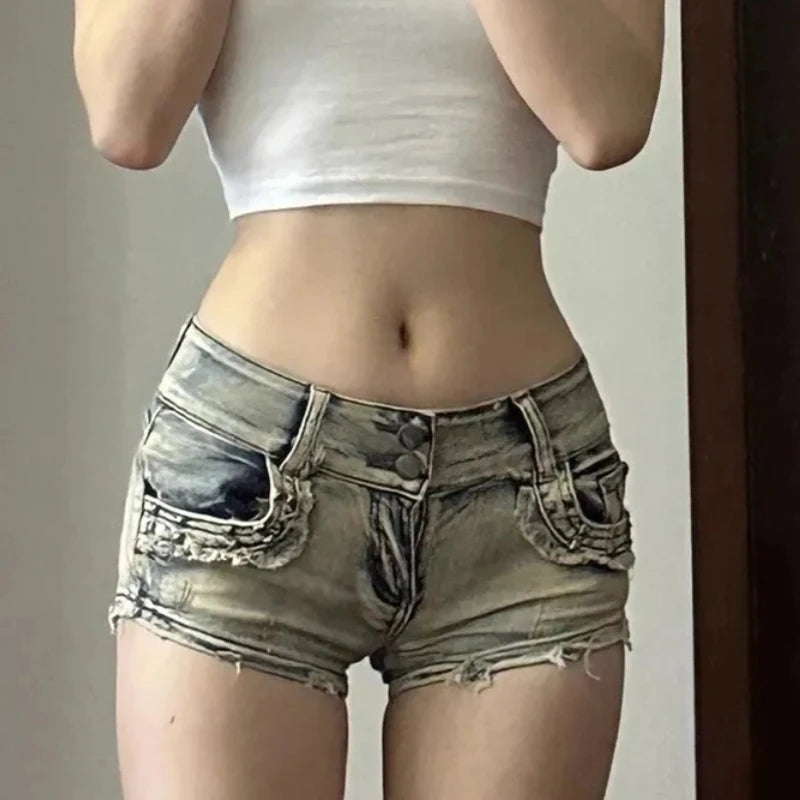 Women’s Skinny Denim Shorts – Low-Rise Y2k Summer Style