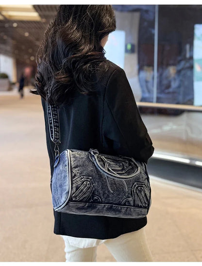 Women’s Denim Shoulder Bag – Large Capacity Crossbody Tote