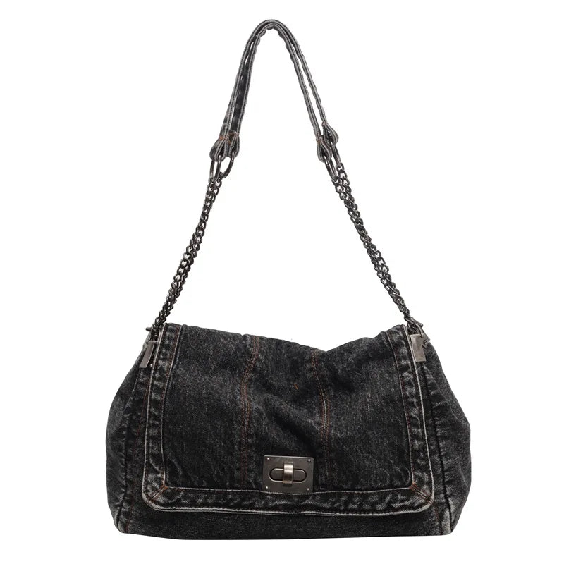 Denim Chain Crossbody Bag – Trendy All-Match Shoulder Tote for Women