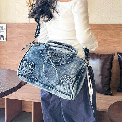 Women’s Denim Shoulder Bag – Large Capacity Crossbody Tote