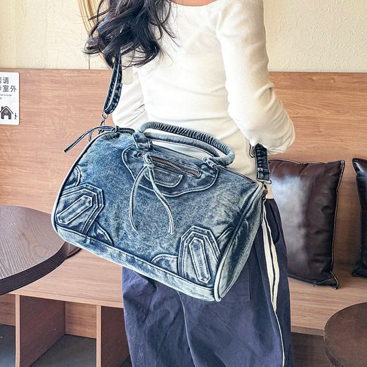 Women’s Denim Shoulder Bag – Large Capacity Crossbody Tote