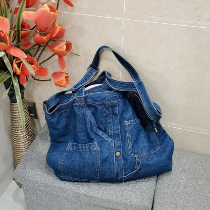 Women’s Denim Shoulder Bag – Casual Tote & Crossbody
