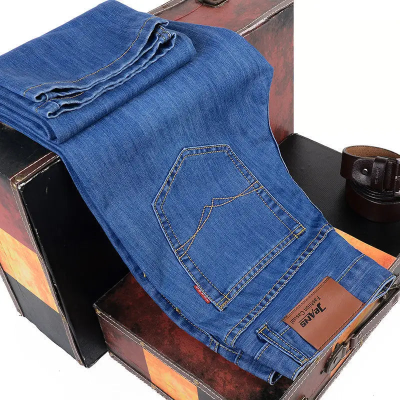 2025 Men’s Business Denim Jeans – Slim Straight Casual Trousers