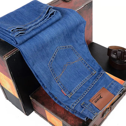 2025 Men’s Business Denim Jeans – Slim Straight Casual Trousers
