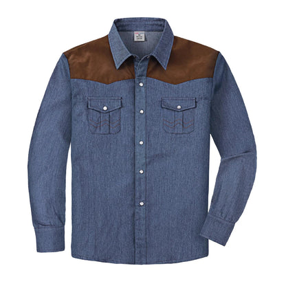 Boys Vintage Denim Cowboy Shirt – Pearl Snap Western Top
