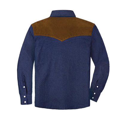 Boys Vintage Denim Cowboy Shirt – Pearl Snap Western Top