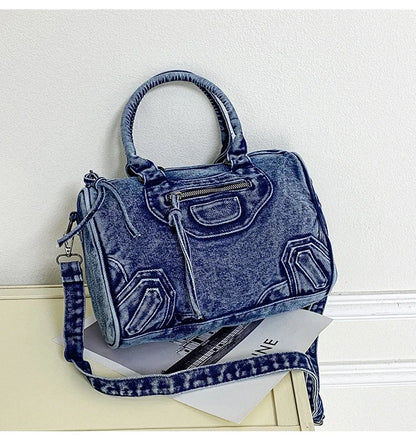 Women’s Denim Shoulder Bag – Large Capacity Crossbody Tote
