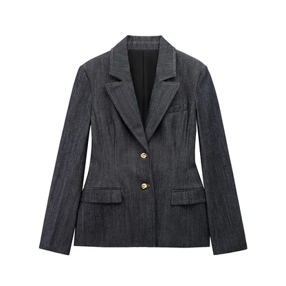 Women’s Denim Blazer – Fitted Office Jacket